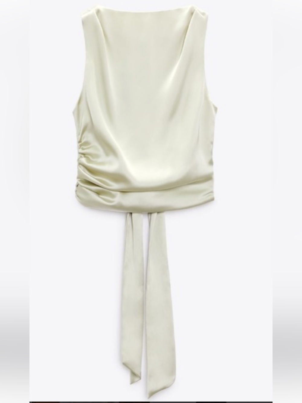 Zara White Satin Open Back Top